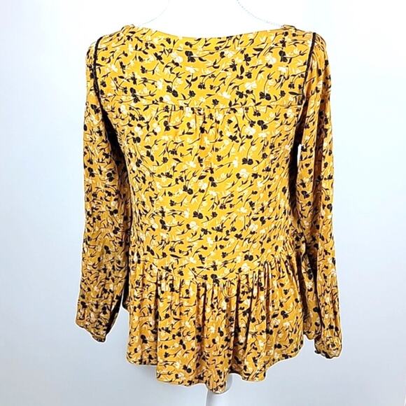 Anthropologie Maeve Cheyenne Mustard Yellow Peplum Top Blouse - size xs - Picture 7 of 11